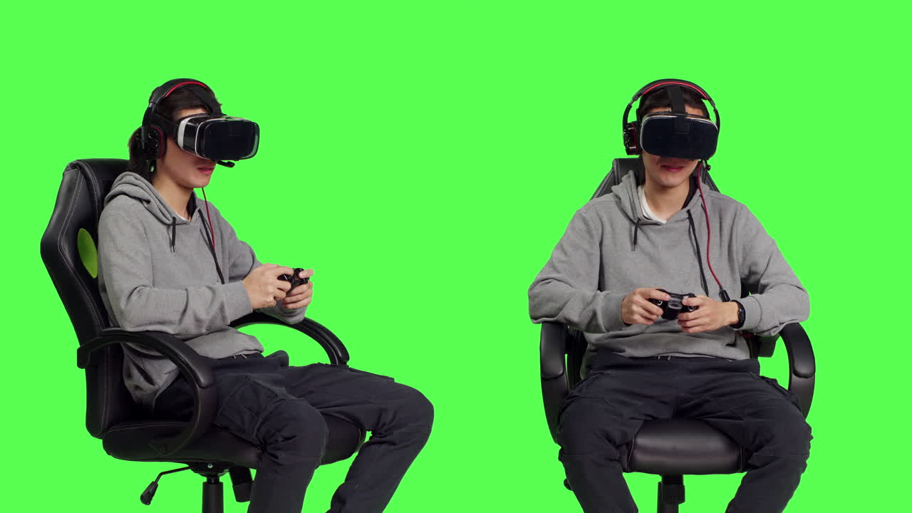 Gamer loving game with vr glasses