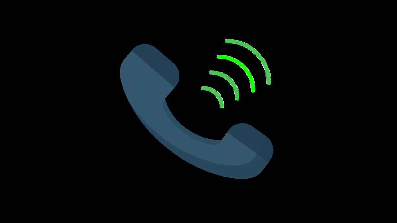 Animasi Ikon Telepon Berdering di Latar Belakang Hitam