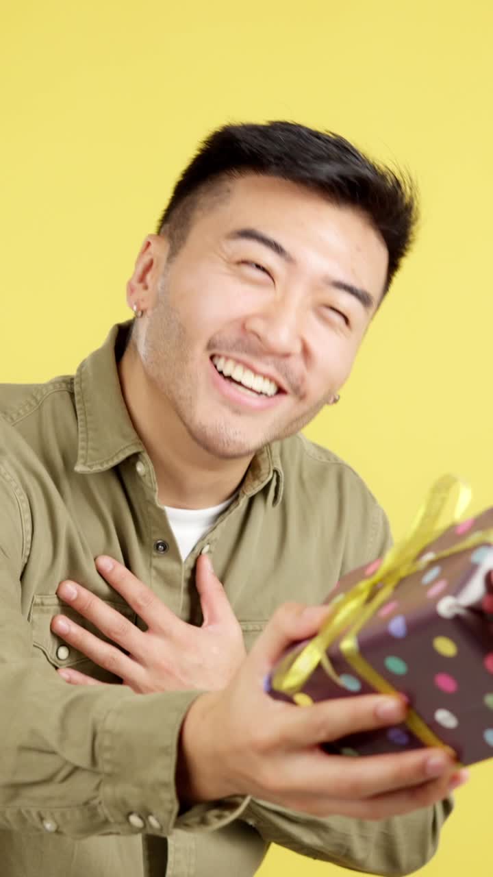 Happy man with a gift