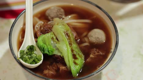 noodle soup with pork and vegetables