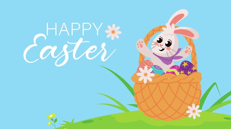 Happy Easter Bunny in a Basket