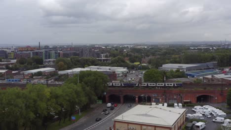 drone shot tracking train near manchester piccadilly station 08