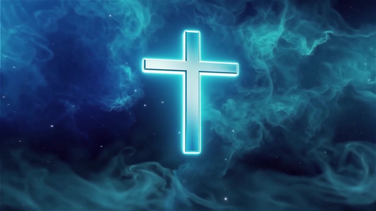 Croce Cristiana Luce Celestiale Sfondo per il Culto.