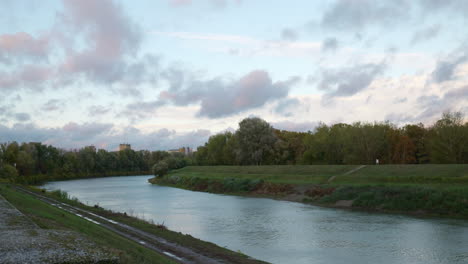 riverside landscape of tisza river at autumn a cloudy, windy day