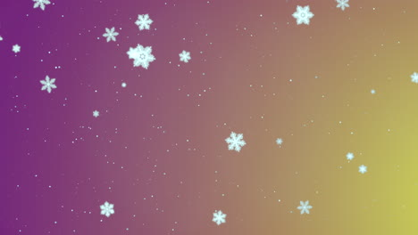 Fly-white-snowflakes-in-yellow-and-pink-sky