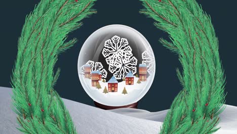 animation of winter scenery at christmas over snow globe