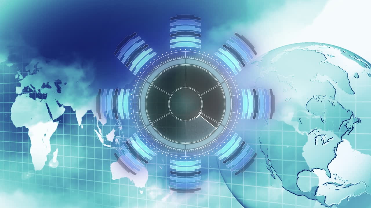 구름 위에서 지구와 범위 스캐닝의 애니메이션