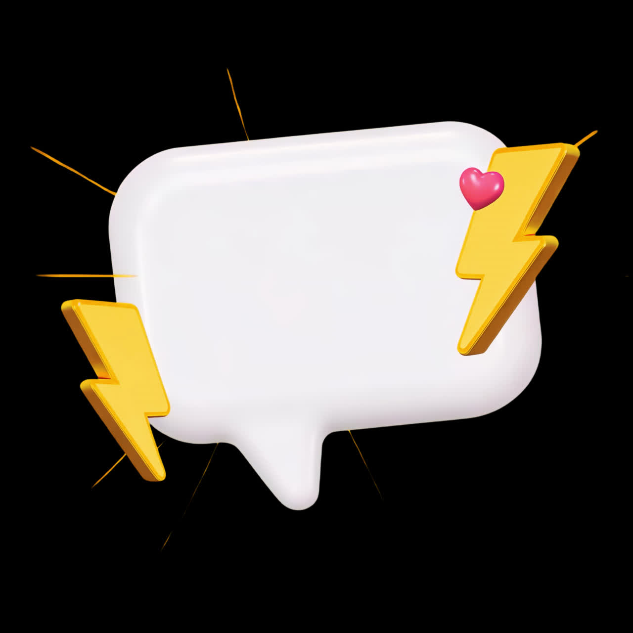 Chat bubble with lightning bolts animation isolated asset, transparent 4K video, alpha channel