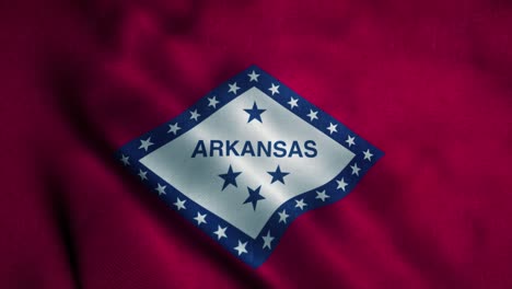 arkansas flag waving in the wind. sign of arkansas seamless loop animation. 4k