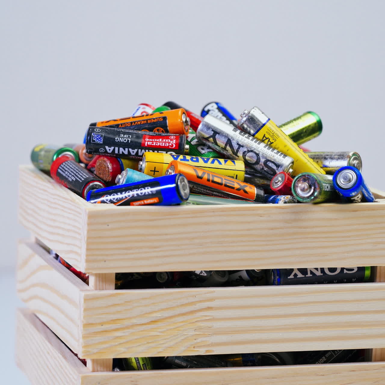 Used batteries. E-waste concept