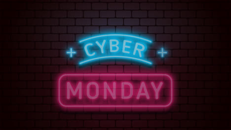 An animation of a Cyber monday neon sale background