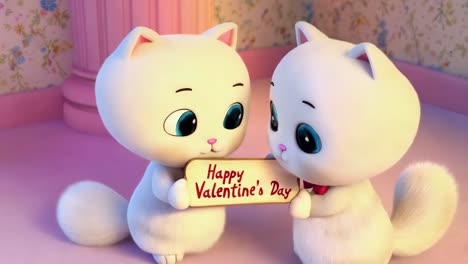 cute cartoon cats wishing happy valentine's day