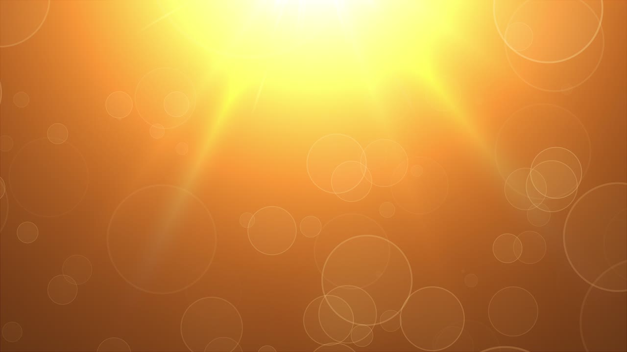 Flying round spots in the rays of a warm light source, computer generated. Modern abstract background, 3D rendering