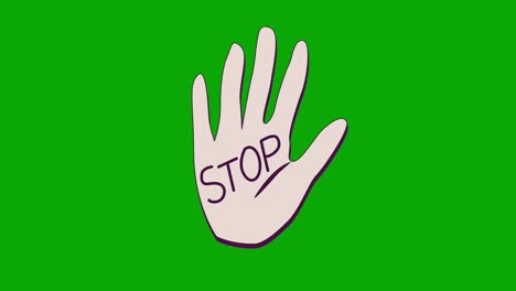 stop hand on the green screen background