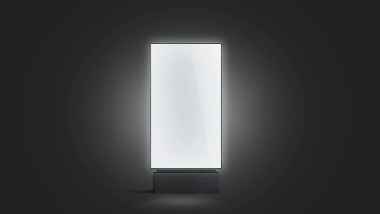 Blank white glowing pylon mockup, isolated in darkness,