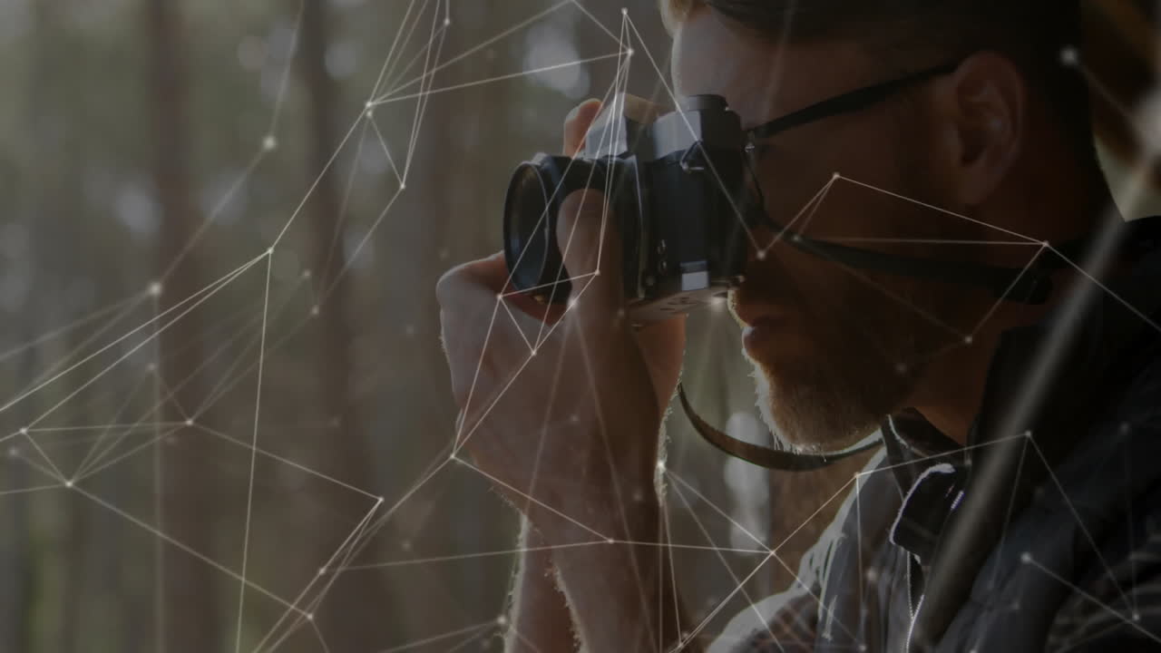 Capturing nature, photographer using digital animation overlay for network connections
