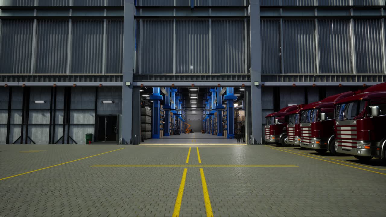 Truck In Front Of An Industrial Logistics Building