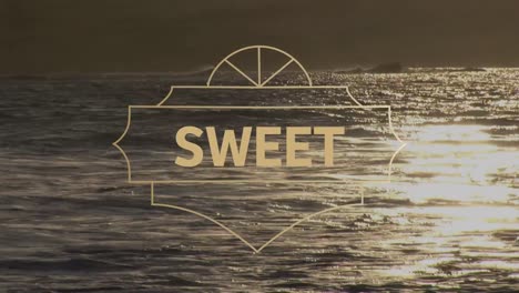 animatie van zoete tekst over zee