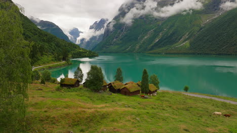 slice of heaven at lovatnet lake in the municipality of stryn, norway