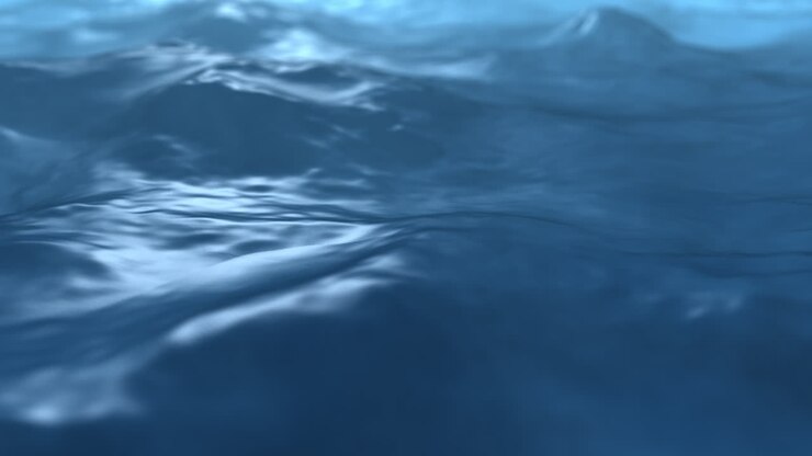 Increspature dell'oceano blu profondo, sfondo senza soluzione di continuità con movimento morbido