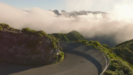 drone flight over the curvy road in madeira portugal