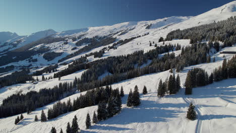 mountain reiterkogel during winter in austria - aerial shot