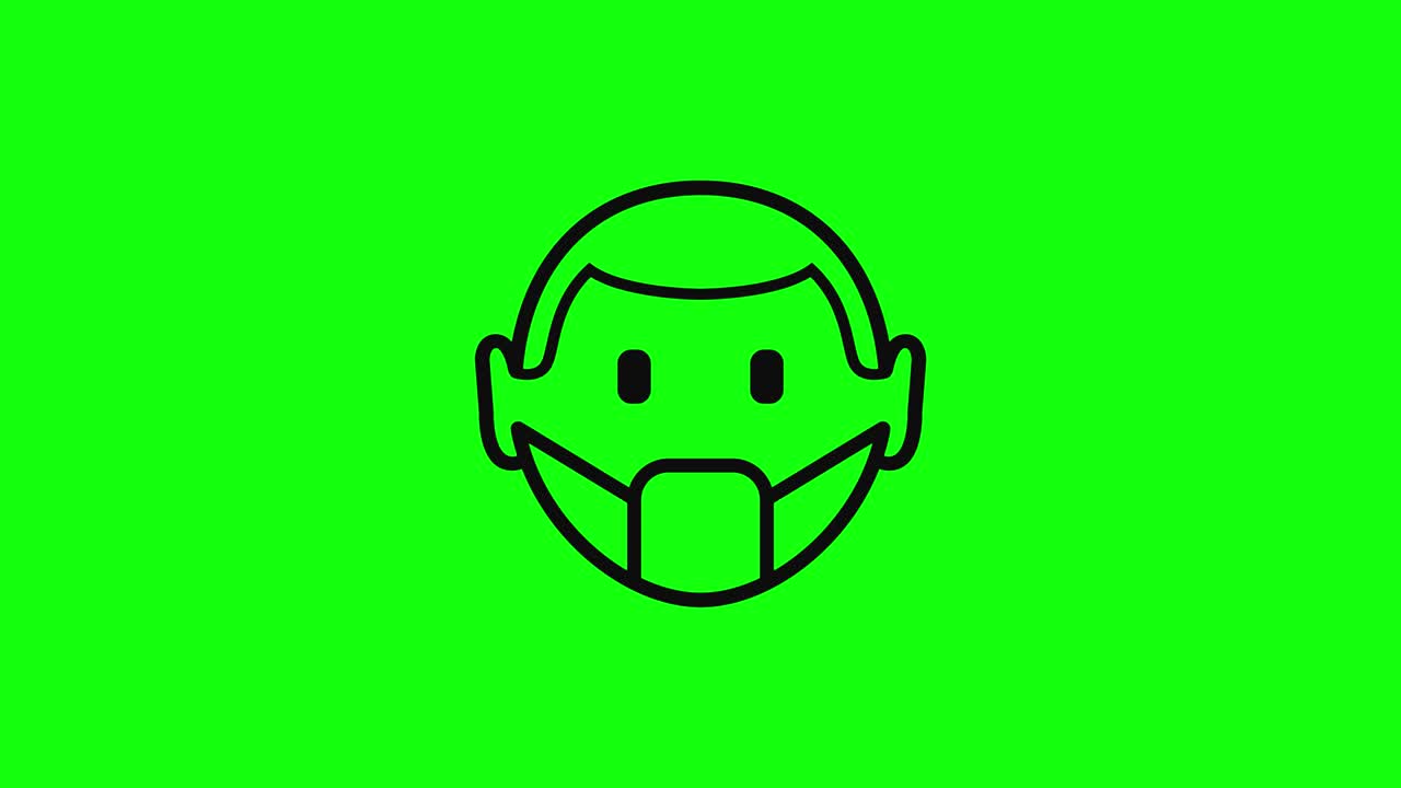Transparent man wear face mask icon flat green screen 10 animations chroma key