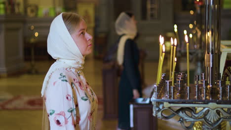 Blonde-woman-at-the-church