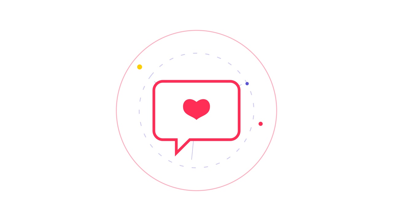 Animated Speech Bubble Icon with Heart Symbol