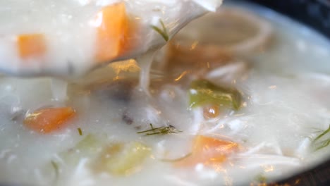 close up of a creamy vegetable soup