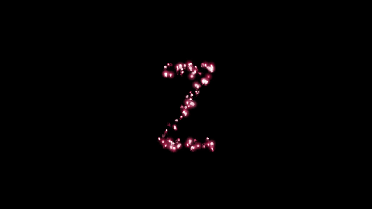 Glowing sparkling particles forming letter Z on transparent background