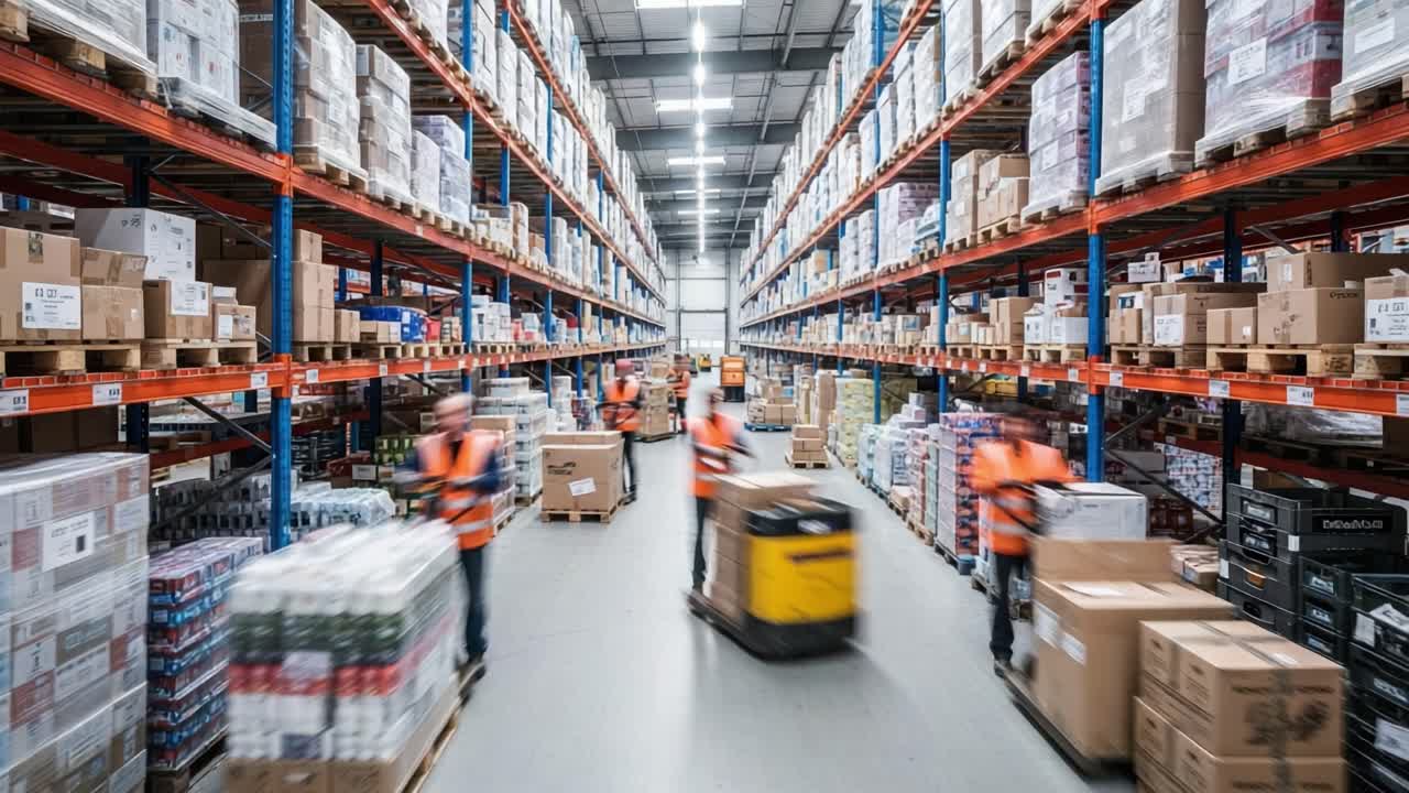 Busy Industrial Warehouse Operations
