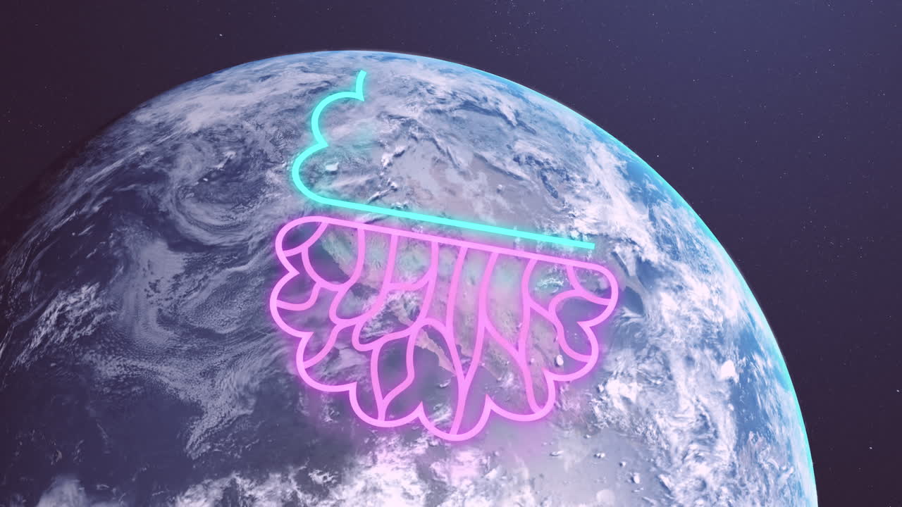 анимация обработки данных по всему миру