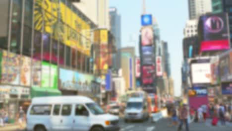 blurred view of times square, new york city