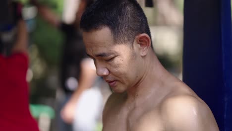muscular man at a workout session
