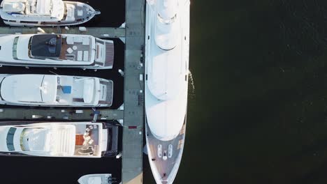 A-bird's-eye-video-flying-over-a-mega-yacht-from-bow-to-stern