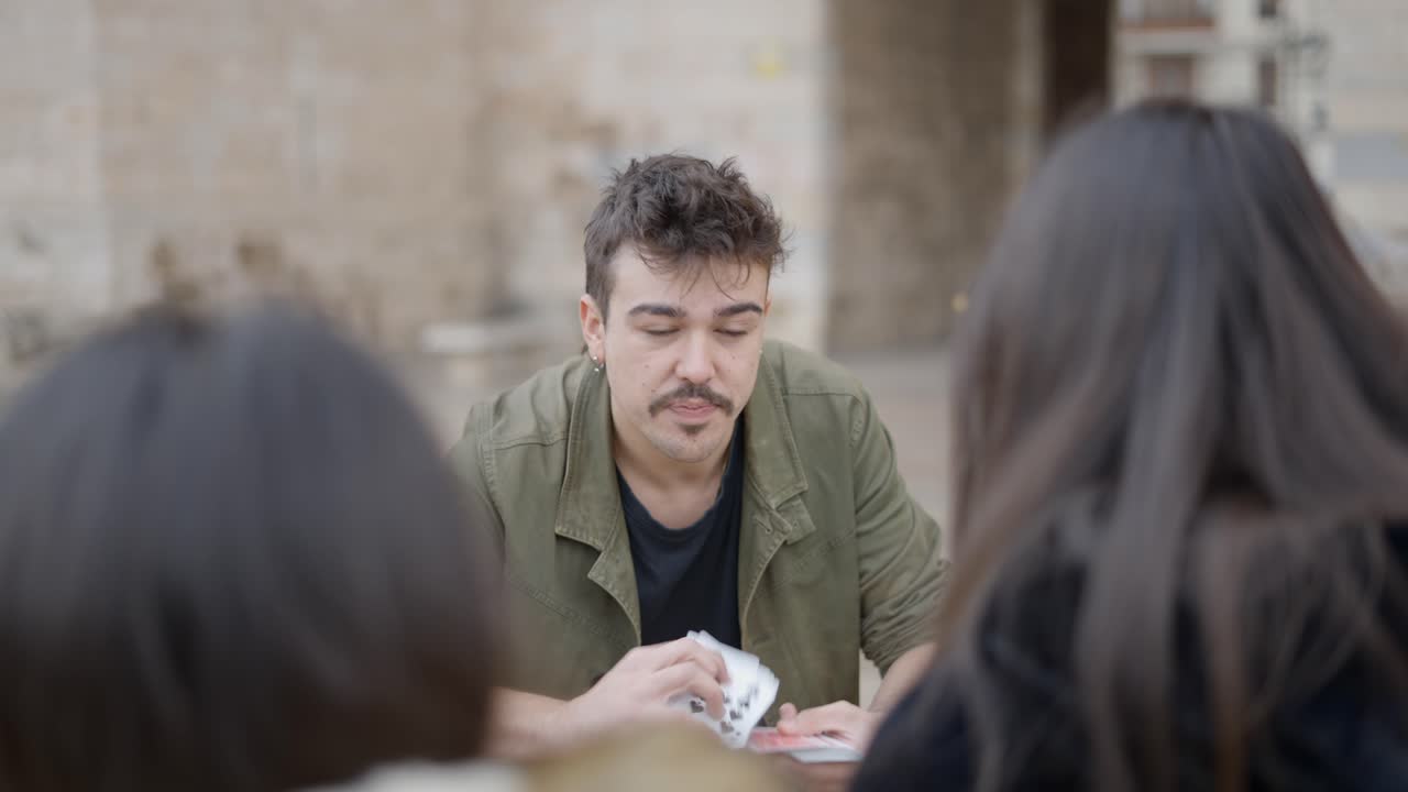 Card Trick Performance in a Public Space