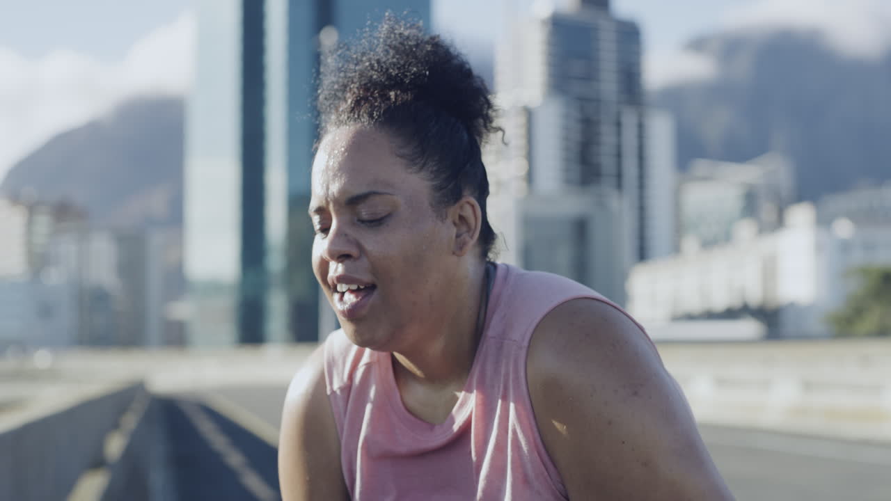 A plus size woman with chest pain while exercising