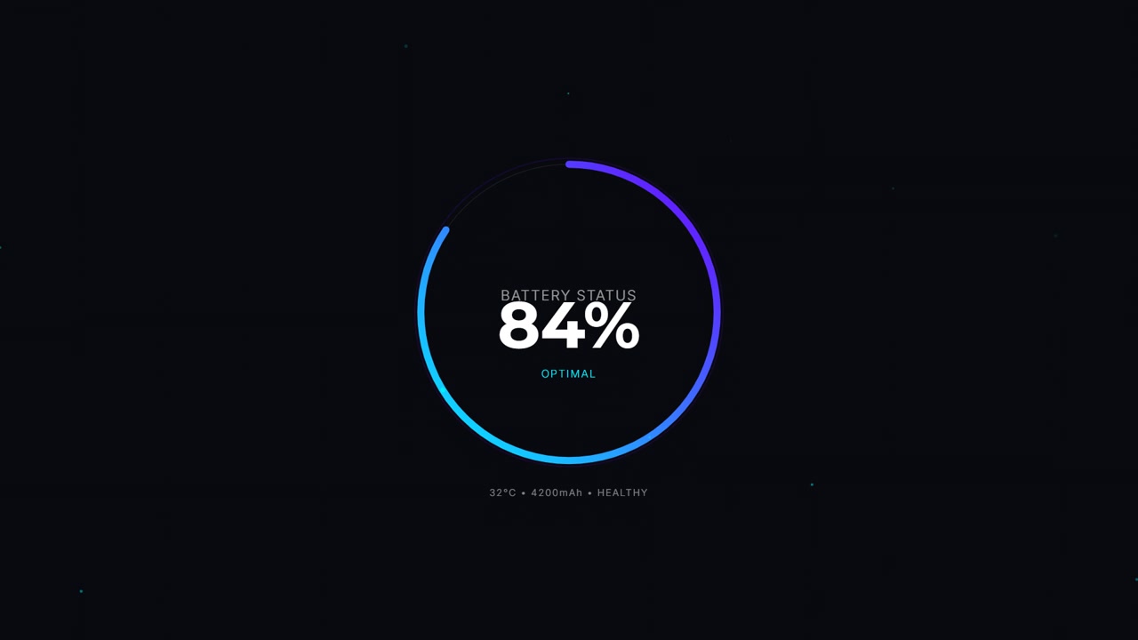 Digital Battery Charging Progress Indicator on Dark Background
