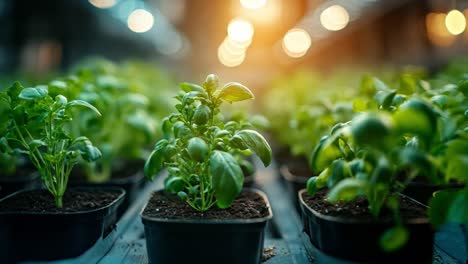 basil plants growing indoors