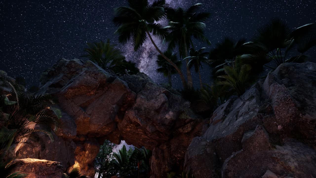 rutas estelares de hiperlapso de 4k sobre paredes y árboles de cañones de piedra arenisca