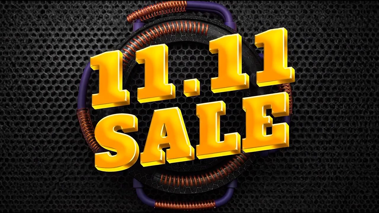 Grafica Promozionale Saldi 11.11 con Elementi Meccanici Industriali