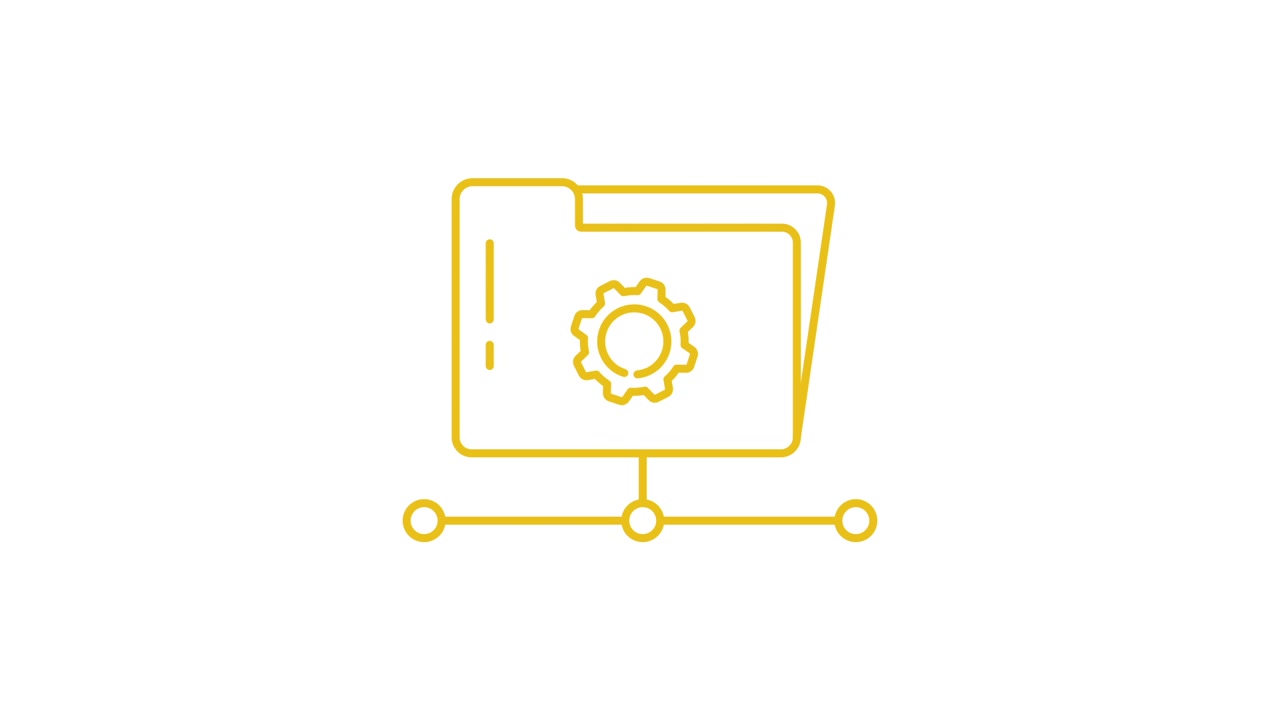 Animated Folder Icon with Gear and Network Connection