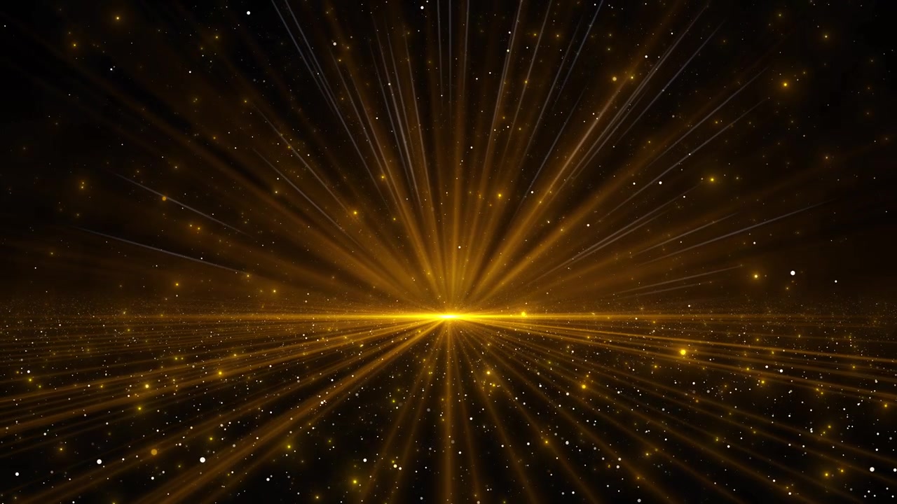 Golden light burst particle background bright center flare radiant rays energetic motion streaks