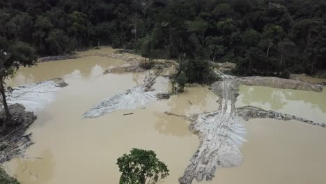 selva amazónica cambio climático causado por piscinas ilegales de minería de oro