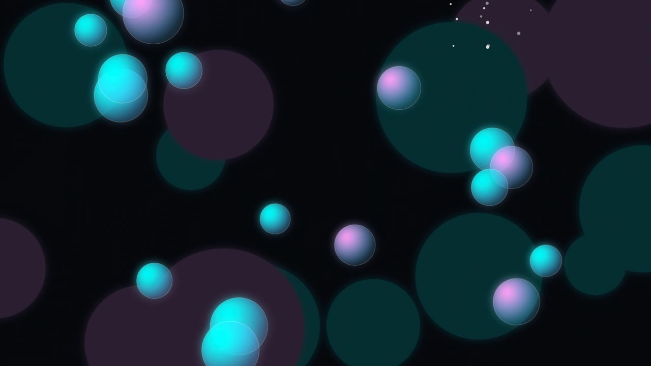 Sfondo in movimento astratto con sfere luminose fluttuanti