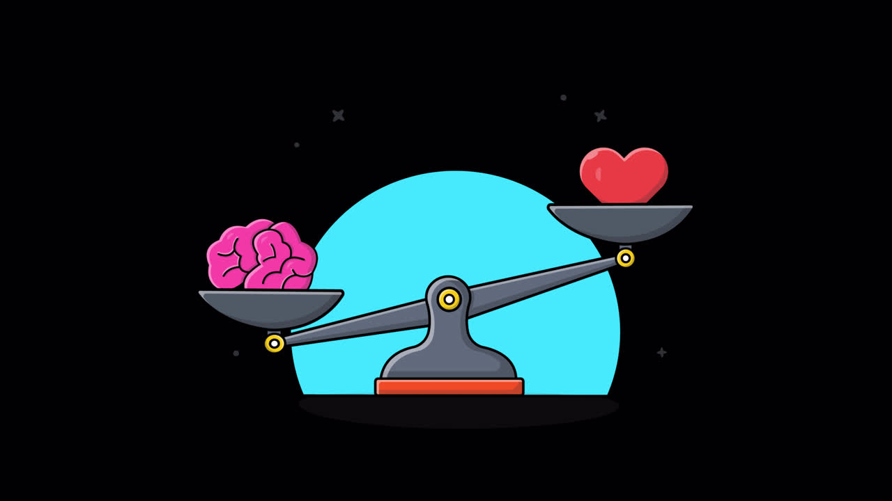 Animated Balance Scale with Brain and Heart