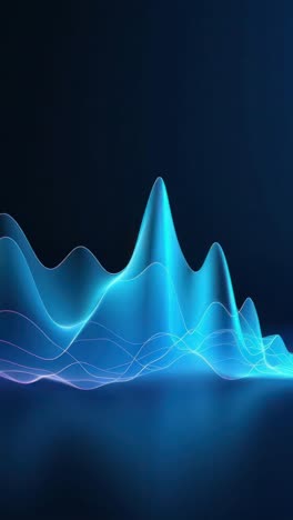 Abstract video concept with vibrant blue waveforms against a dark background