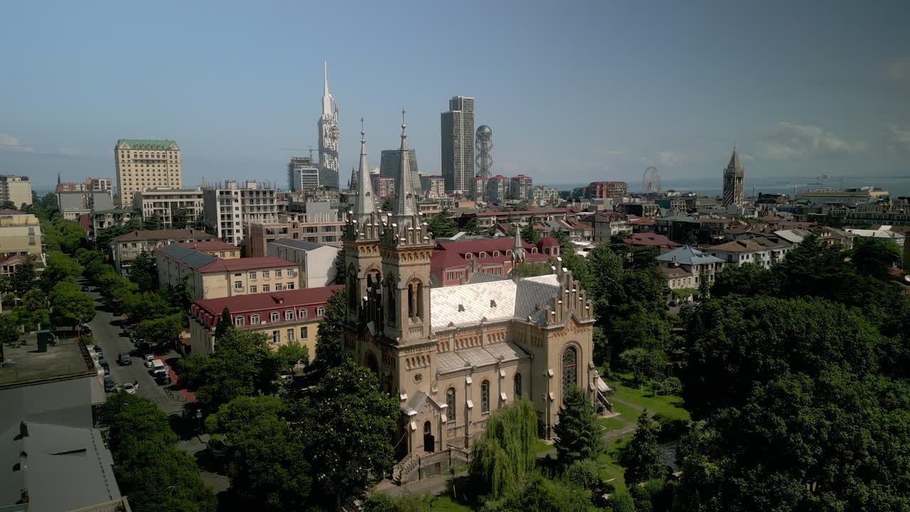 Batumi Cityscape with Cathedral and Modern Architecture