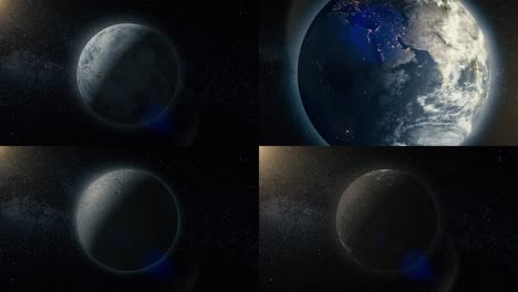 planetas y la tierra en el espacio